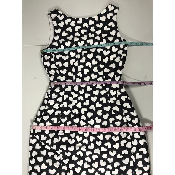 New Kate Spade Dancing Hearts Domino Short Dress Black Cream Feminine Cute Date - Picture 15 of 16